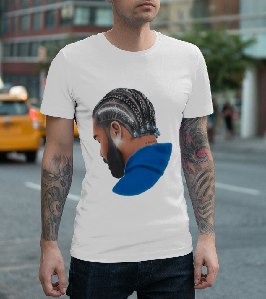 Drake Cornrow Braid Hairstyle Blue Sparkle T-Shirt