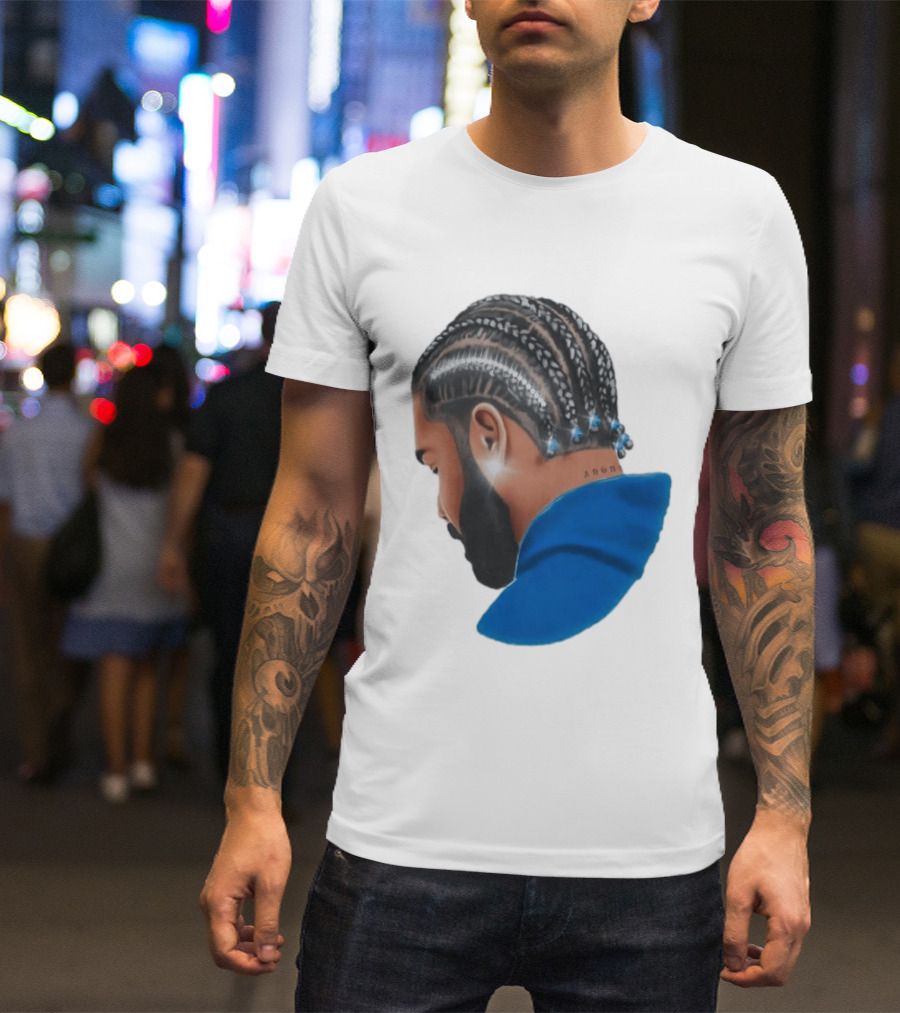 Drake Cornrow Braid Hairstyle Blue Sparkle T-Shirt