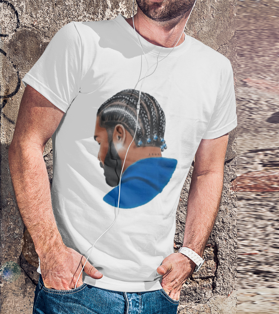 Drake Cornrow Braid Hairstyle Blue Sparkle T-Shirt