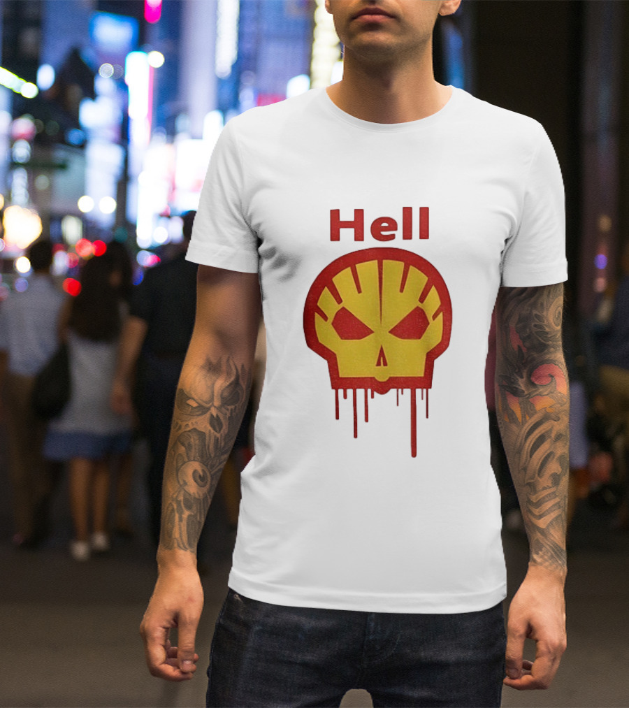 Hell Shell Dripping Skull Icon Red Yellow T-Shirt