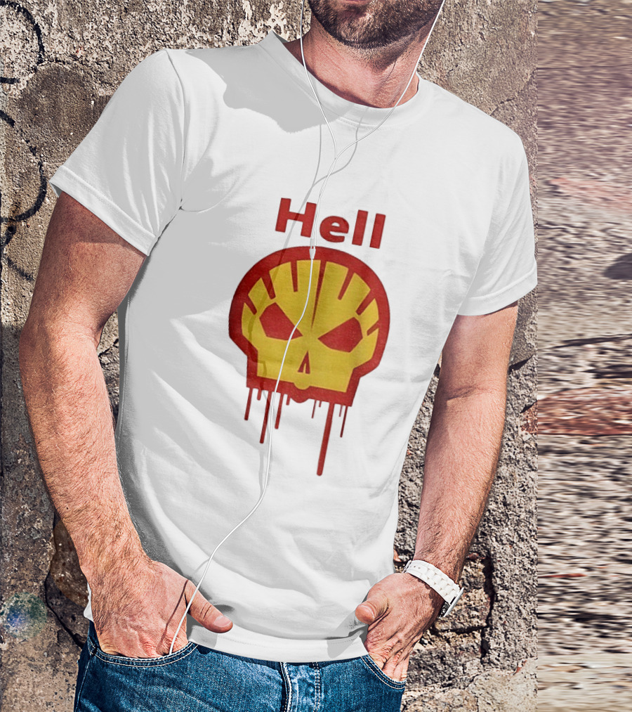 Hell Shell Dripping Skull Icon Red Yellow T-Shirt