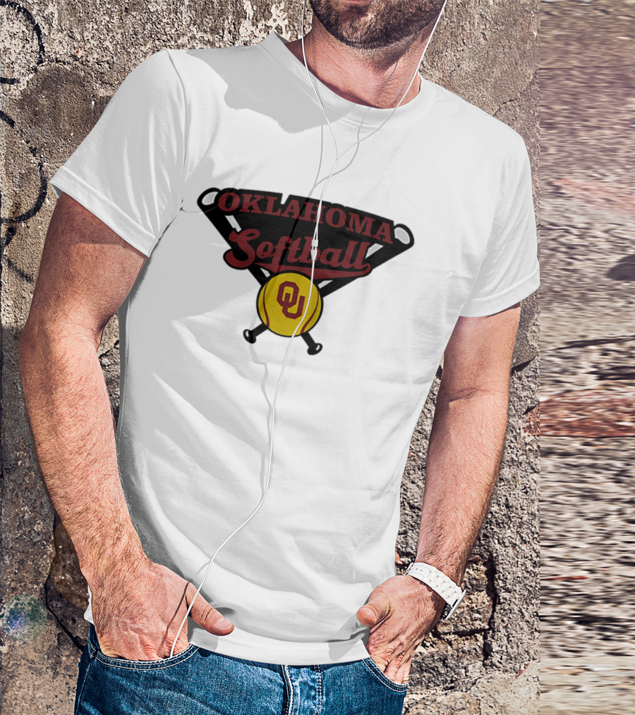 Oklahoma Softball OU Crossed Bats Yellow Ball T-Shirt
