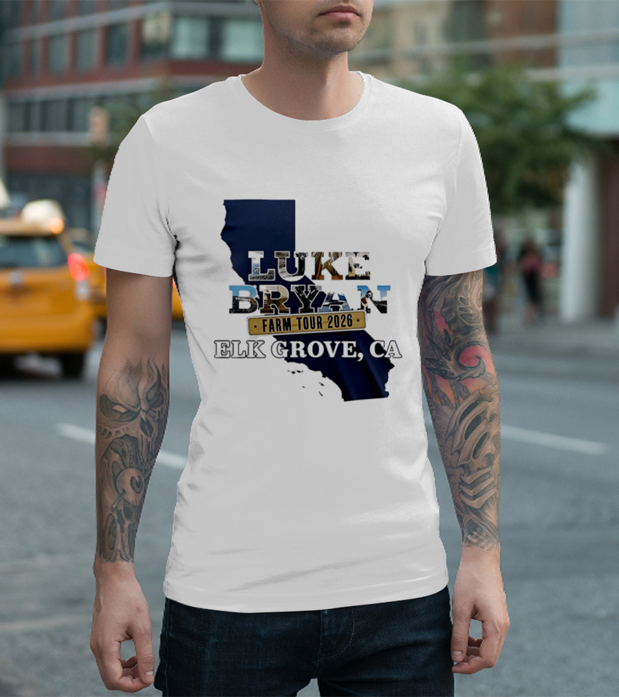 Luke Bryan Farm Tour 2026 Elk Grove CA California Map T-Shirt
