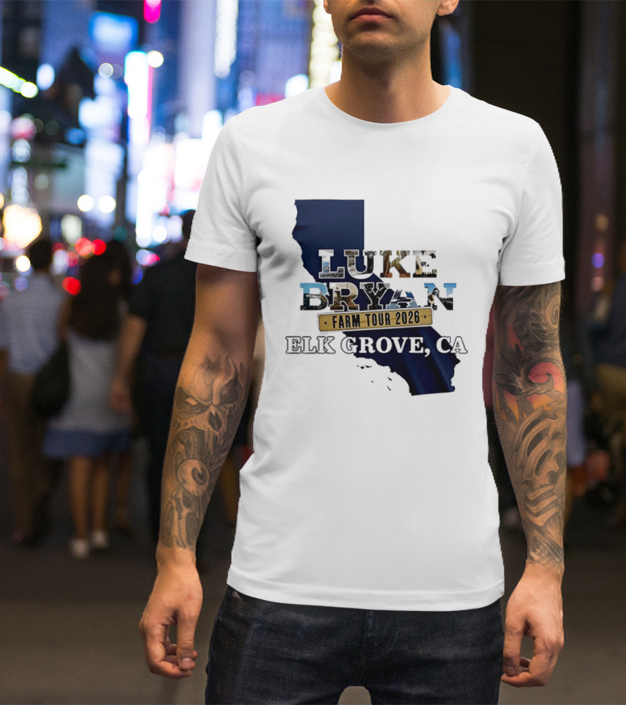 Luke Bryan Farm Tour 2026 Elk Grove CA California Map T-Shirt