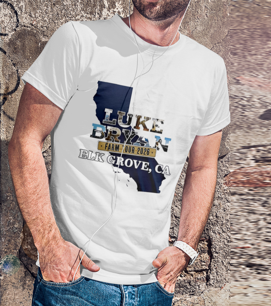 Luke Bryan Farm Tour 2026 Elk Grove CA California Map T-Shirt
