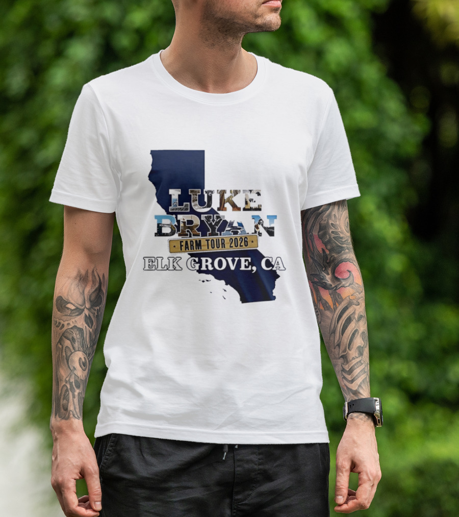 Luke Bryan Farm Tour 2026 Elk Grove CA California Map T-Shirt