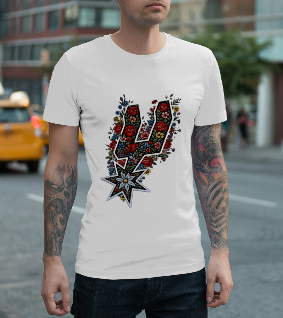 San Antonio Spurs Floral Rose Garden Spurs Team T-Shirt