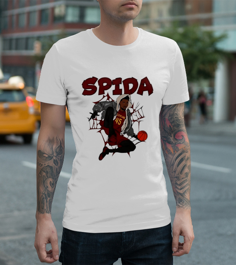SPIDA Cleveland 45 Donovan Mitchell Basketball Spider Web T-Shirt