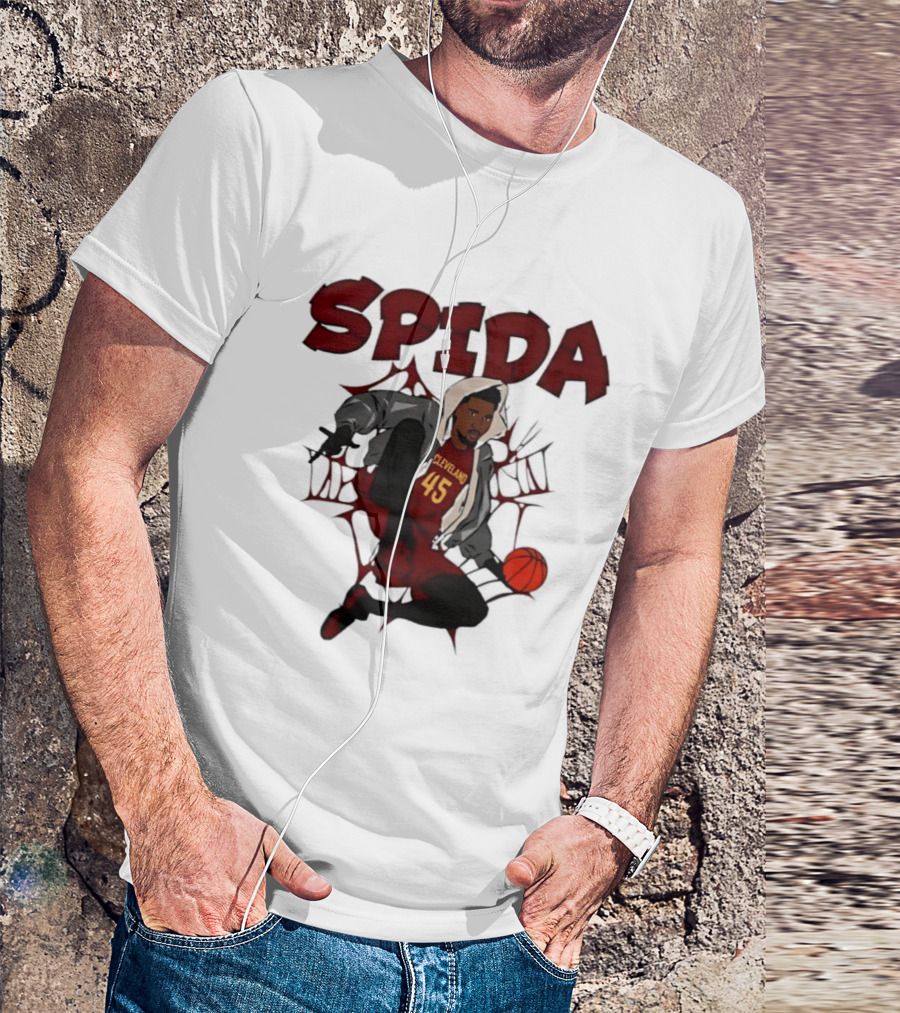 SPIDA Cleveland 45 Donovan Mitchell Basketball Spider Web T-Shirt