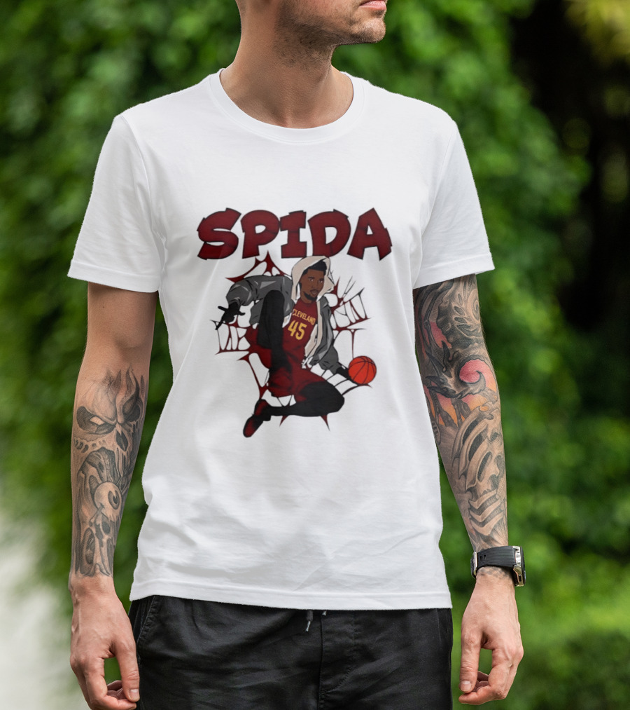 SPIDA Cleveland 45 Donovan Mitchell Basketball Spider Web T-Shirt