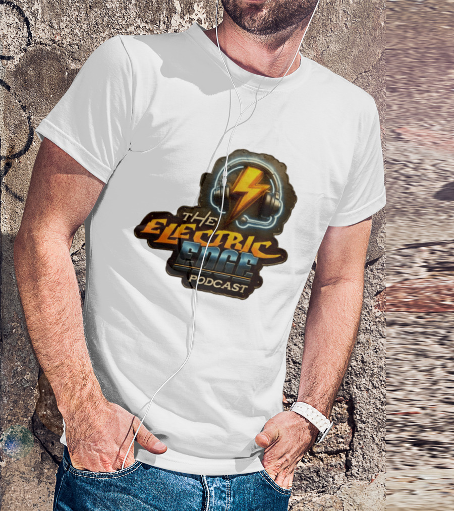 The Electric Edge Podcast Headphone Lightning Bolt T-Shirt