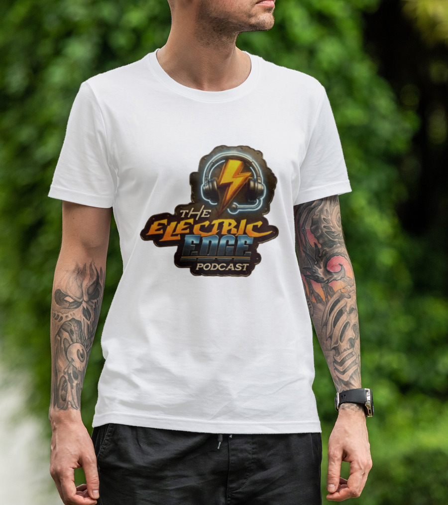 The Electric Edge Podcast Headphone Lightning Bolt T-Shirt