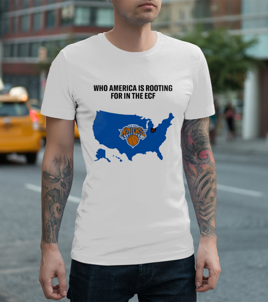 Who America Is Rooting For In The ECF Knicks USA Map Basketball T-Shirt