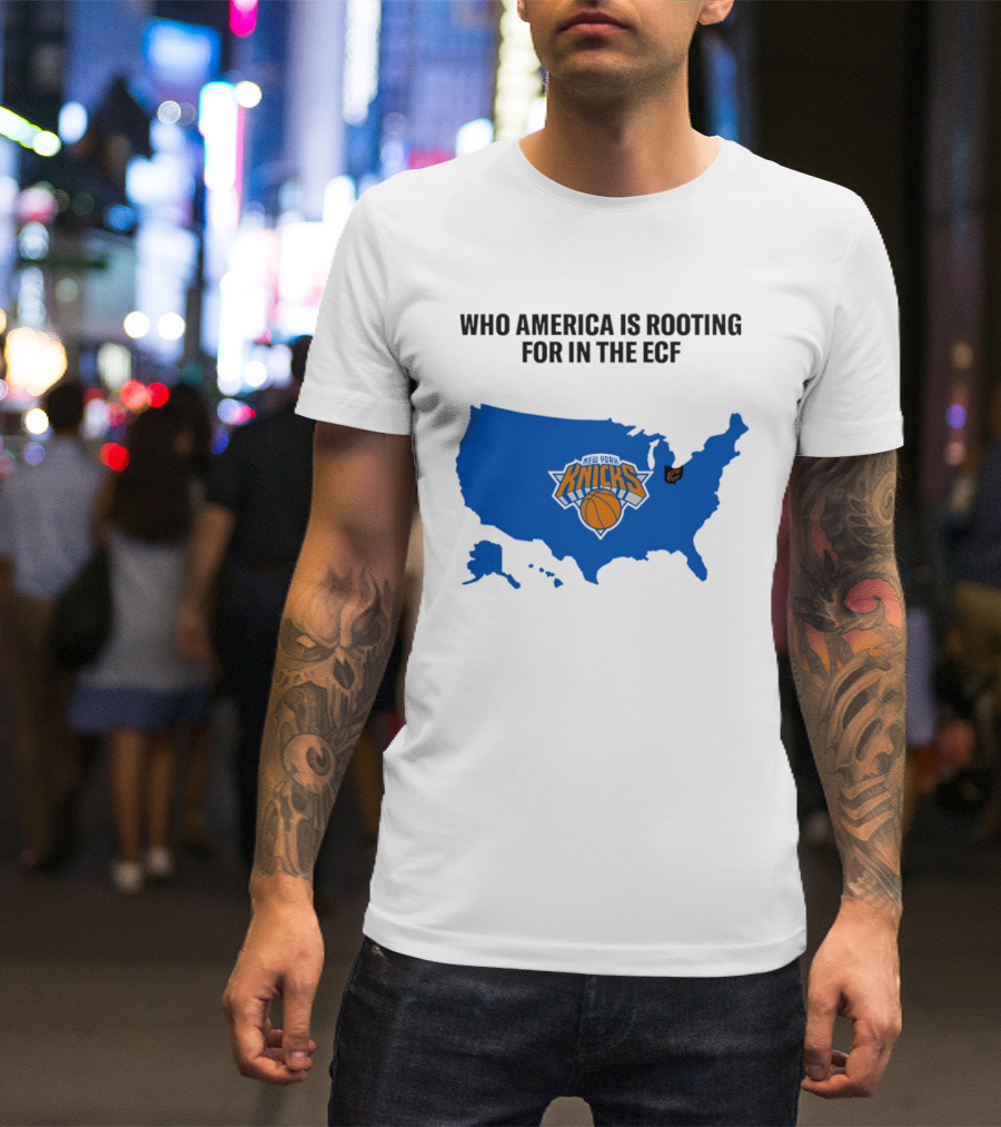Who America Is Rooting For In The ECF Knicks USA Map Basketball T-Shirt