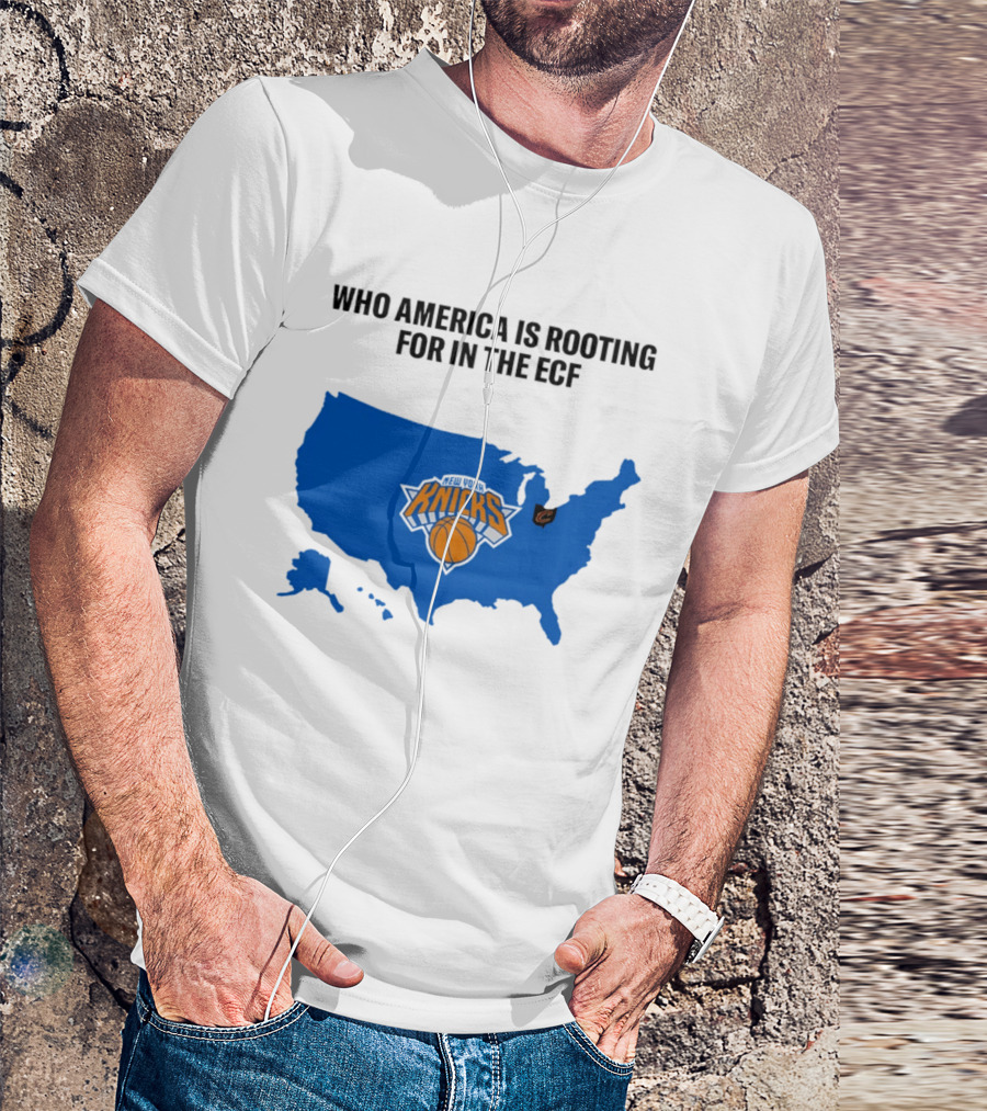 Who America Is Rooting For In The ECF Knicks USA Map Basketball T-Shirt