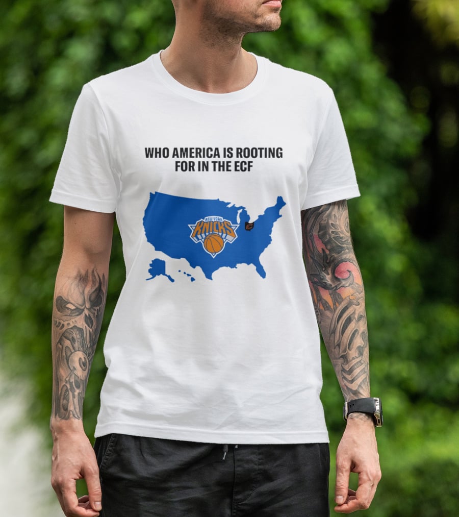 Who America Is Rooting For In The ECF Knicks USA Map Basketball T-Shirt