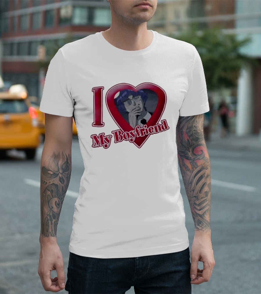 I Love My Boyfriend Heart Anime Style Wolf Keum Wind Breaker T-Shirt