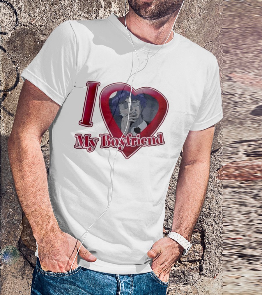 I Love My Boyfriend Heart Anime Style Wolf Keum Wind Breaker T-Shirt