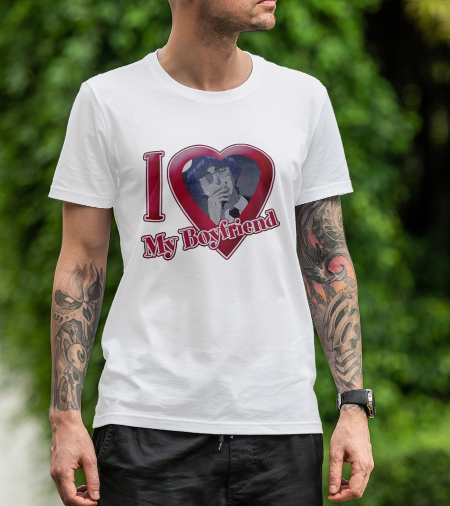 I Love My Boyfriend Heart Anime Style Wolf Keum Wind Breaker T-Shirt