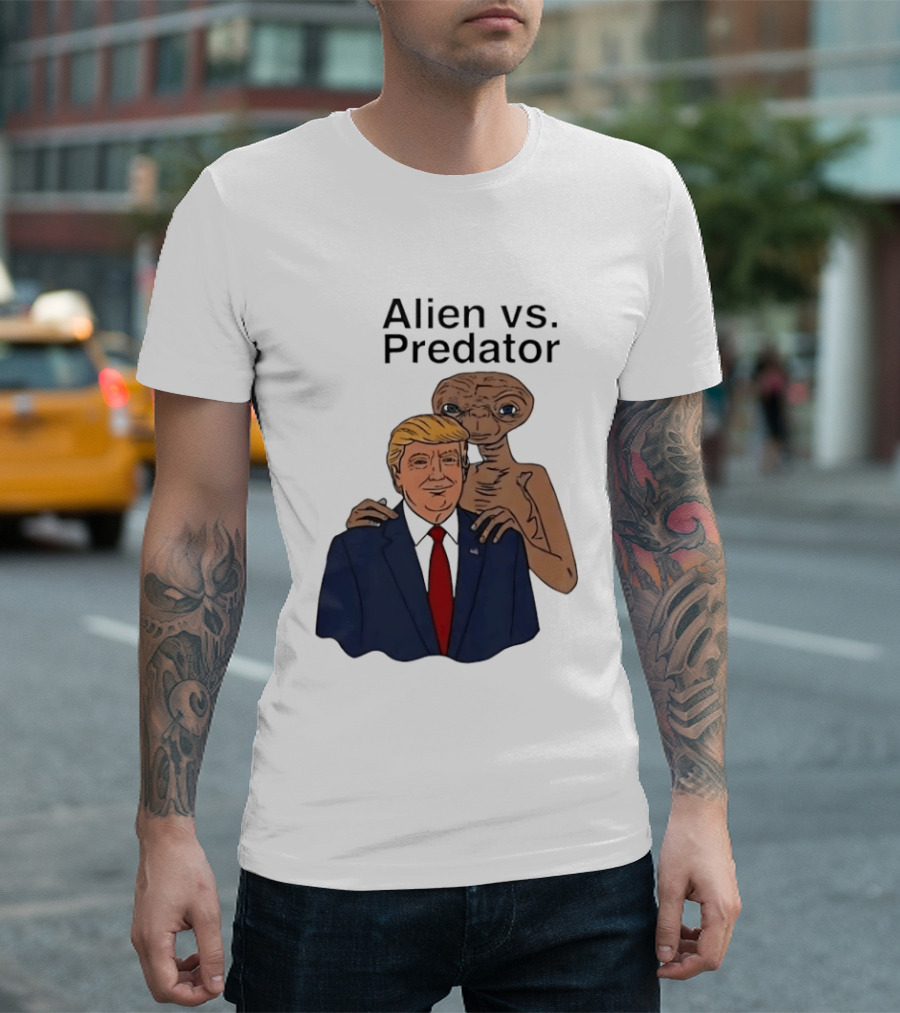 Alien Vs Predator Donald Trump ET Parody Fashion T-Shirt