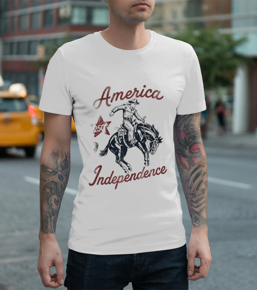 America Independence Cowboy 250th Anniversary USA Independence Day T-Shirt