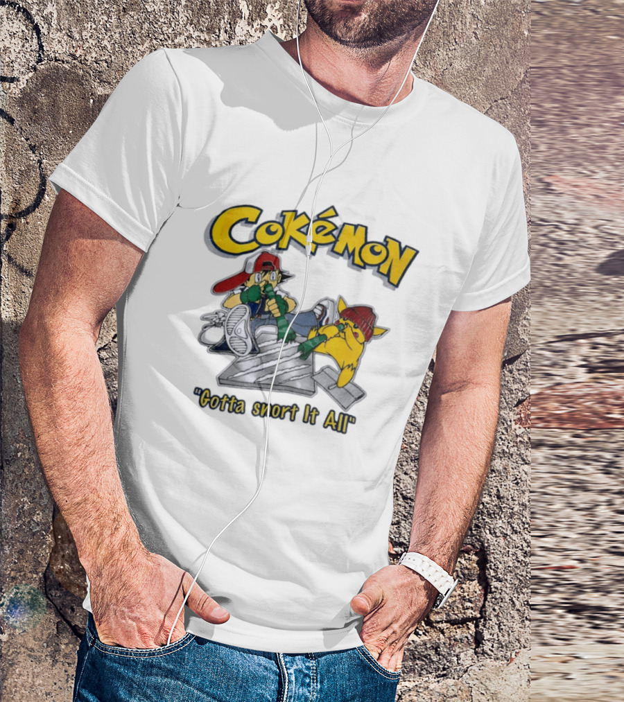 Cokemon Gotta Snort It All Pikachu T-Shirt