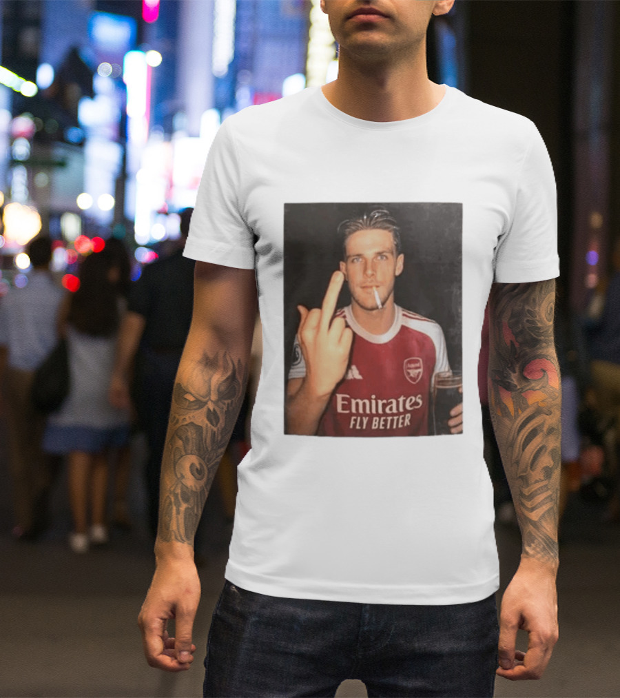 Emirates Fly Better Arsenal Middle Finger Smoking Soccer Player T-Shirt