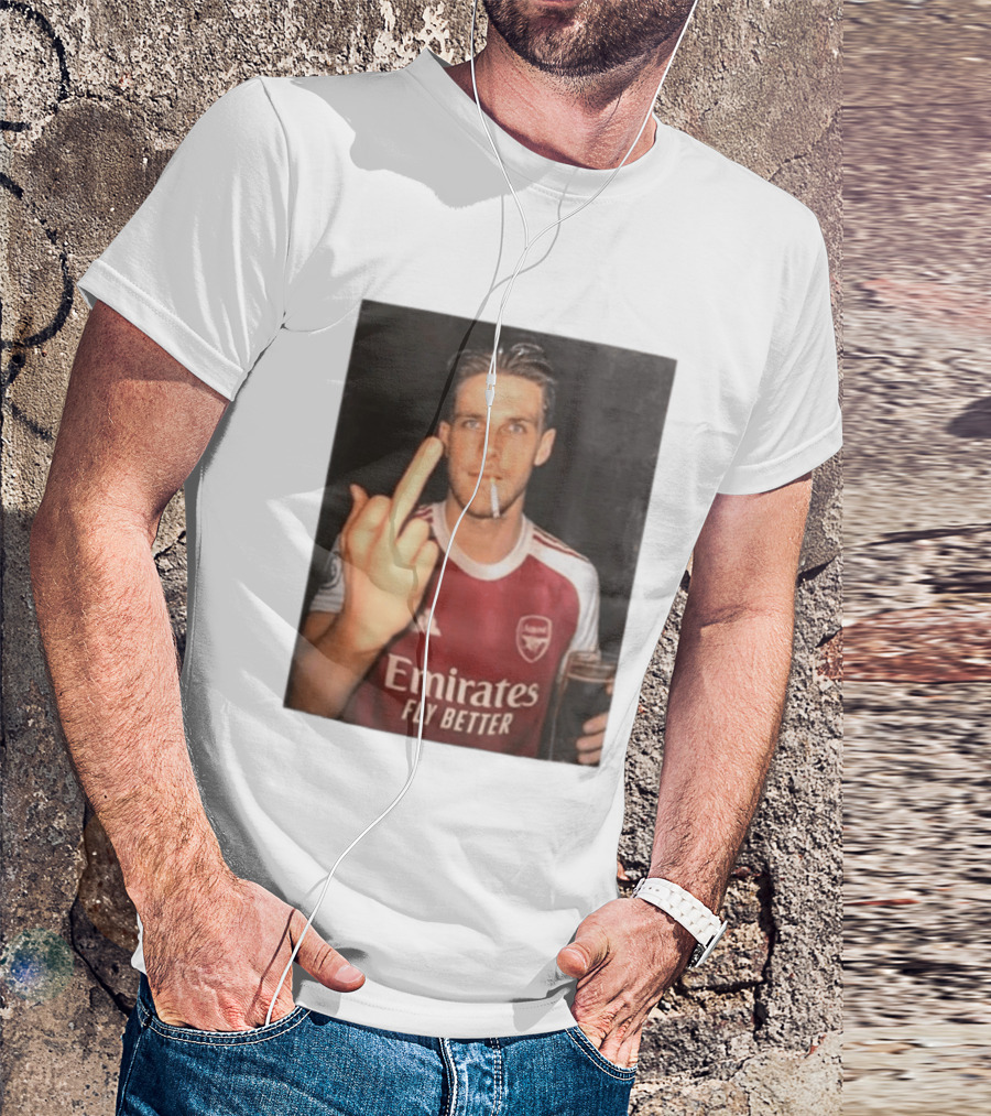 Emirates Fly Better Arsenal Middle Finger Smoking Soccer Player T-Shirt