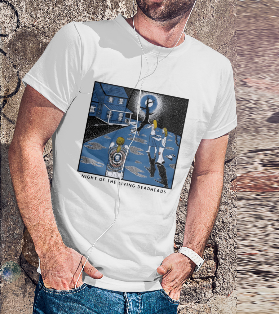 Ken Brown 90s Night Of The Living Deadheads House With Skull And Dancing Figures T-Shirt