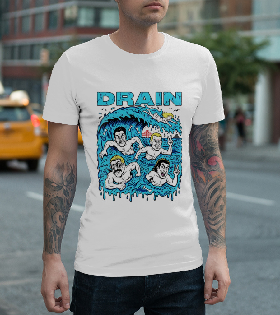 Drain Band Butthole Surfers Caricature Wave Surf T-Shirt