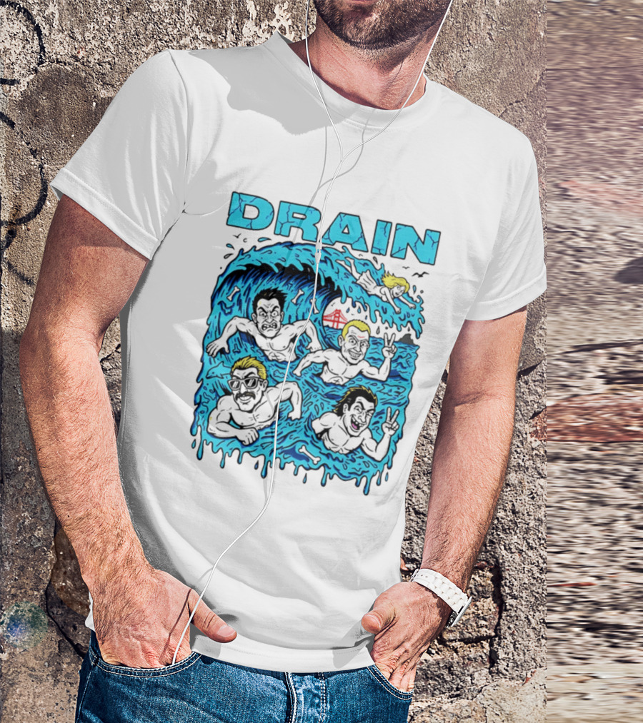 Drain Band Butthole Surfers Caricature Wave Surf T-Shirt
