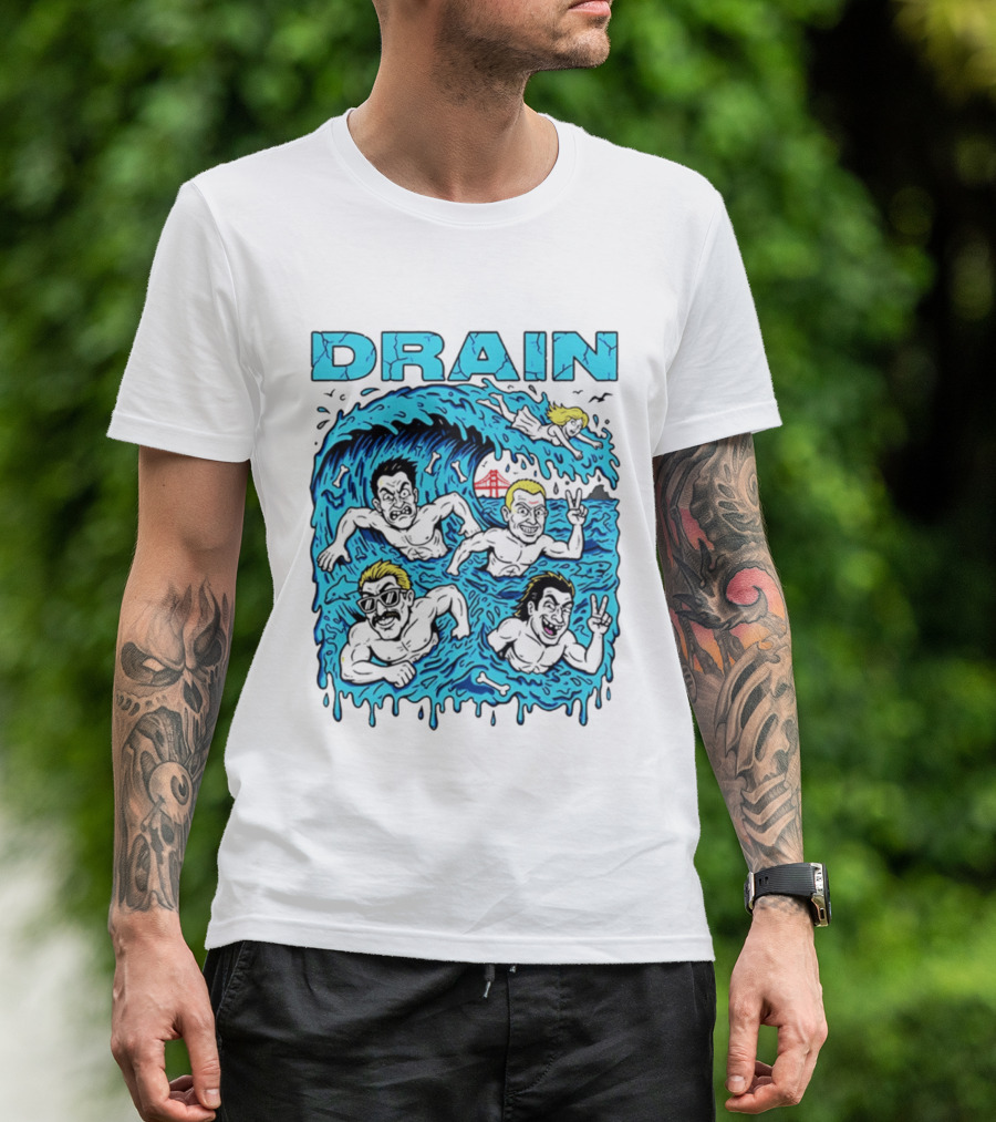 Drain Band Butthole Surfers Caricature Wave Surf T-Shirt