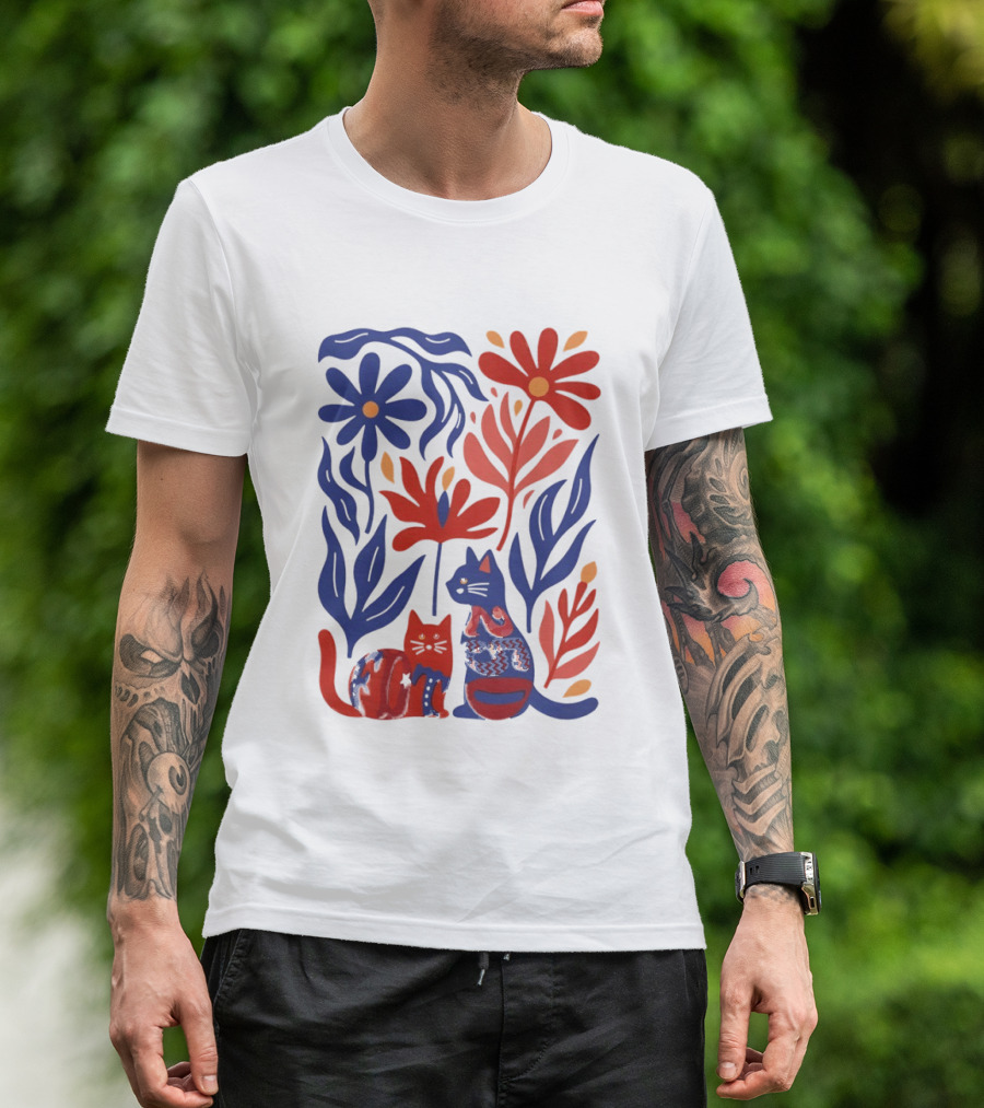 Subtle F Trump Cat Lover USA 250th Still Resisting Floral Cats T-Shirt