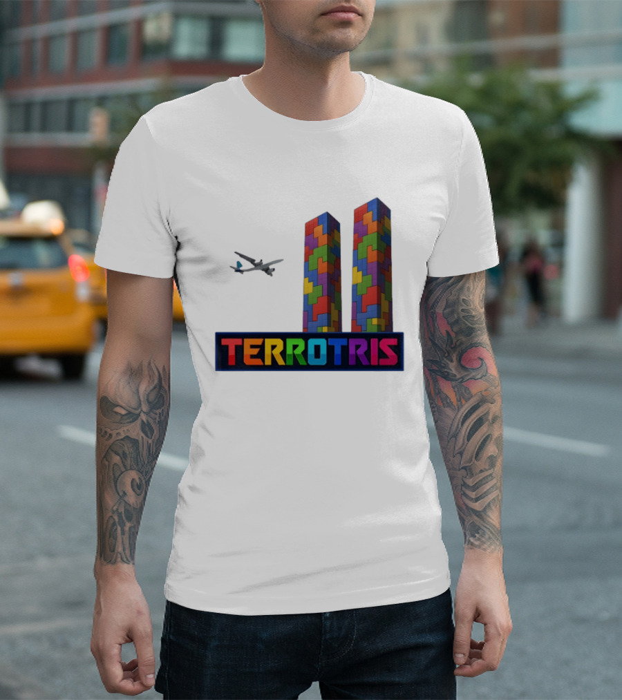 Terrortris Tetris Block Towers With Plane T-Shirt