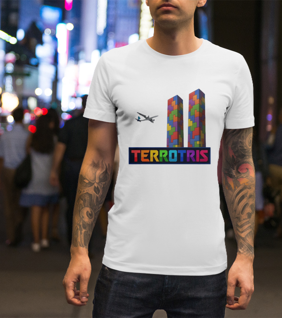 Terrortris Tetris Block Towers With Plane T-Shirt