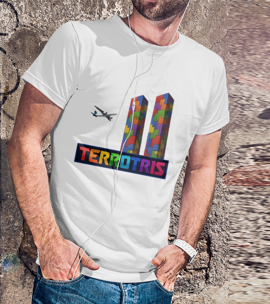 Terrortris Tetris Block Towers With Plane T-Shirt