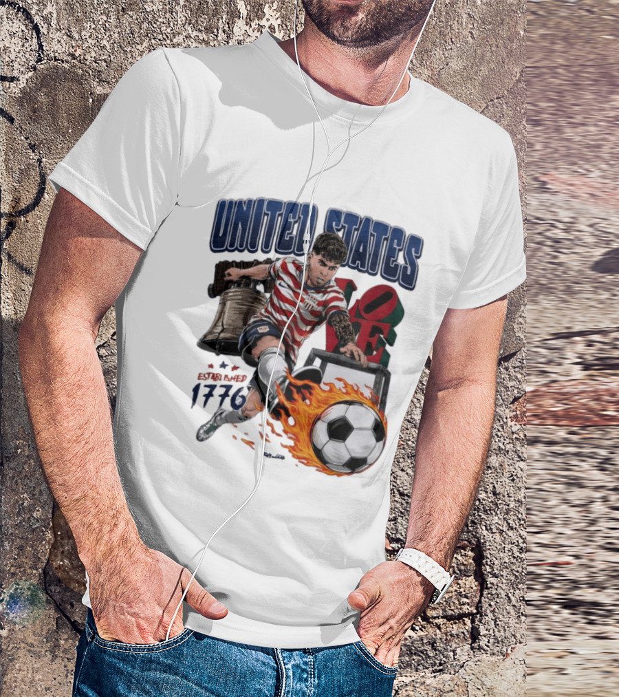 United States Love Park Philadelphia Soccer Player Liberty Bell 1776 T-Shirt