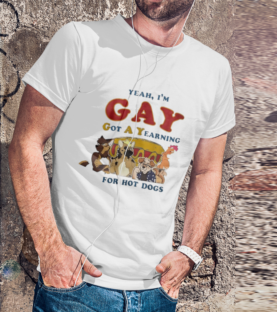 Yeah I'm GAY Got A Yearning For Hot Dogs Furry Characters T-Shirt