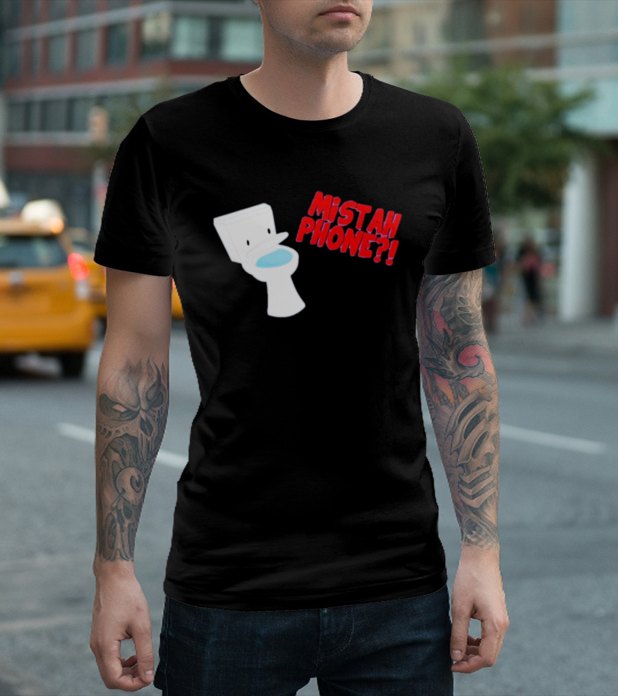 Mistah Phone Toilet Pun Illustration Humor T-Shirt