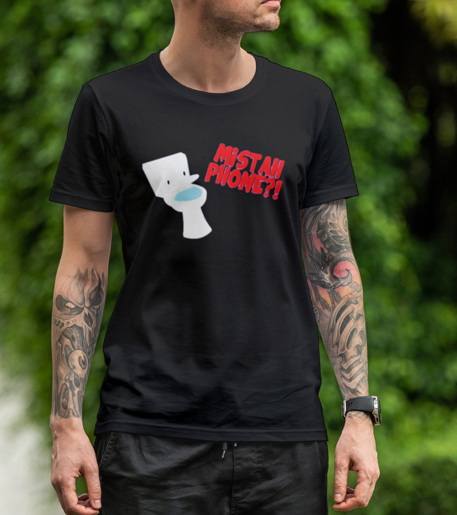Mistah Phone Toilet Pun Illustration Humor T-Shirt