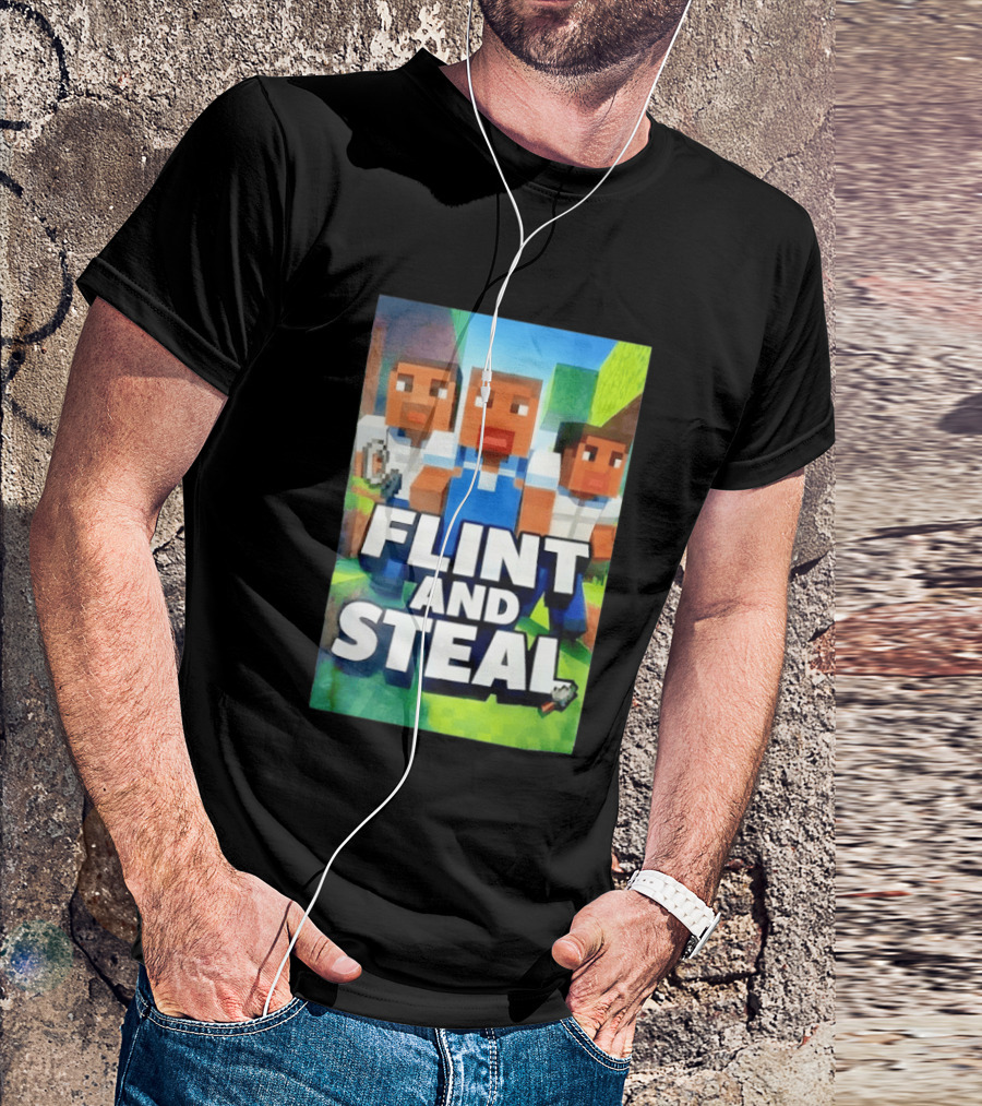 Flint And Steal Blocky Adventure Pixel Characters T-Shirt