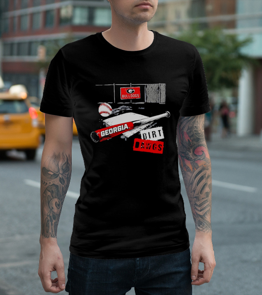 Georgia Bulldogs Baseball Dirt Dawgs Field Bat And Ball T-Shirt