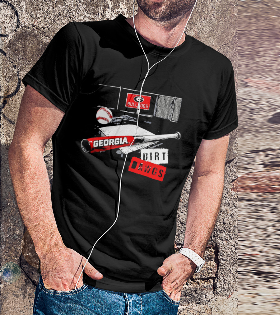 Georgia Bulldogs Baseball Dirt Dawgs Field Bat And Ball T-Shirt