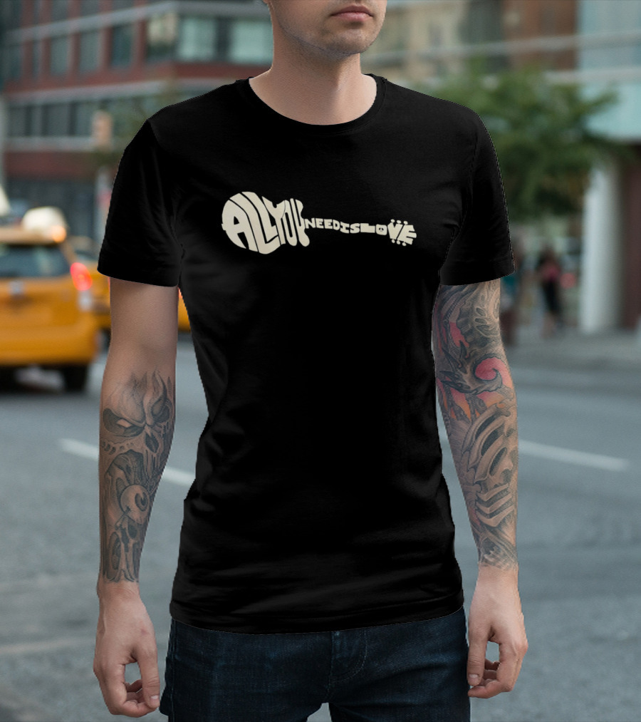 All You Need Is Love Peace And Music Guitar T-Shirt