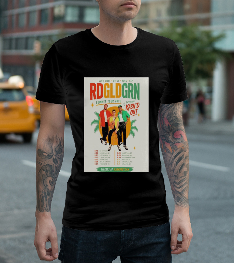 RDGLDGRN Summer Tour 2026 Good Vibes Go Go Rock Rap Supporting Kash'd Out T-Shirt