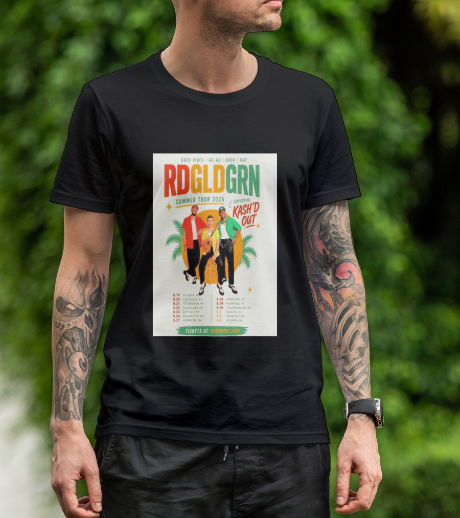 RDGLDGRN Summer Tour 2026 Good Vibes Go Go Rock Rap Supporting Kash'd Out T-Shirt