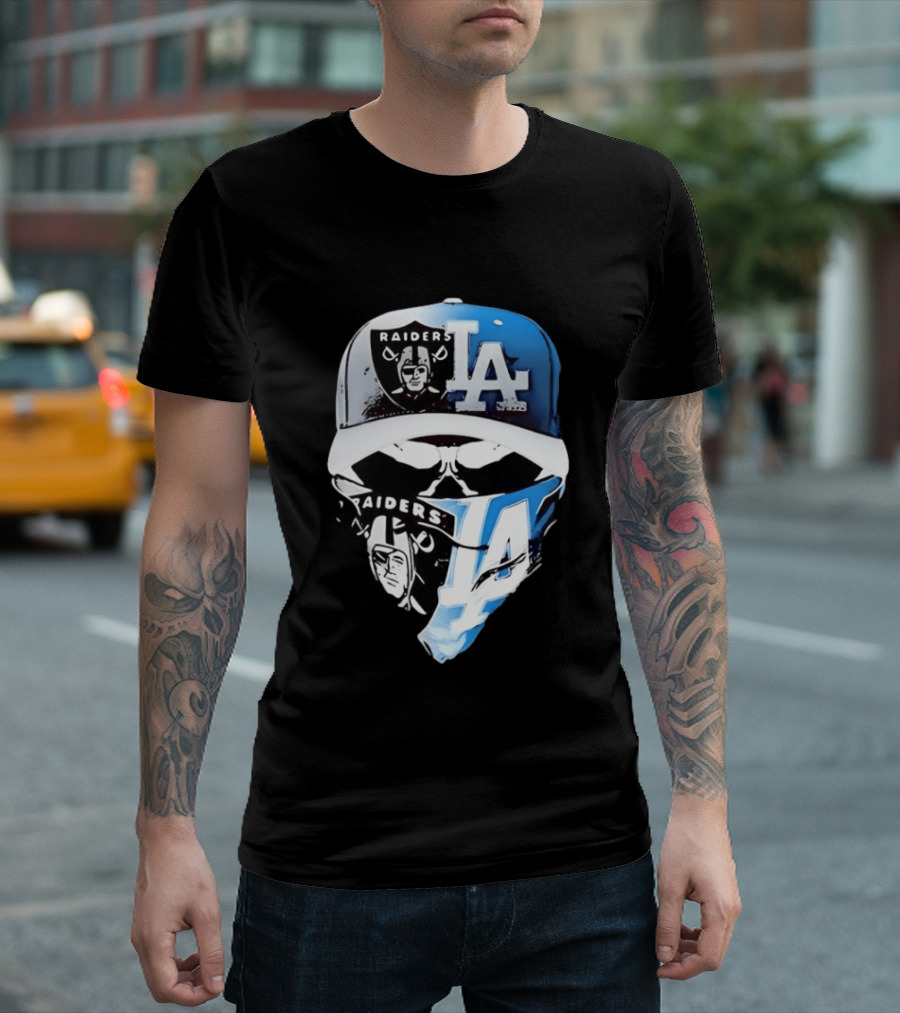 Las Vegas Raiders Los Angeles Dodgers Split Raiders LA T-Shirt