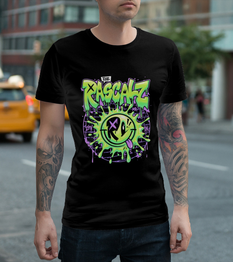 The Rascalz AEW Slime Smiley Graffiti T-Shirt