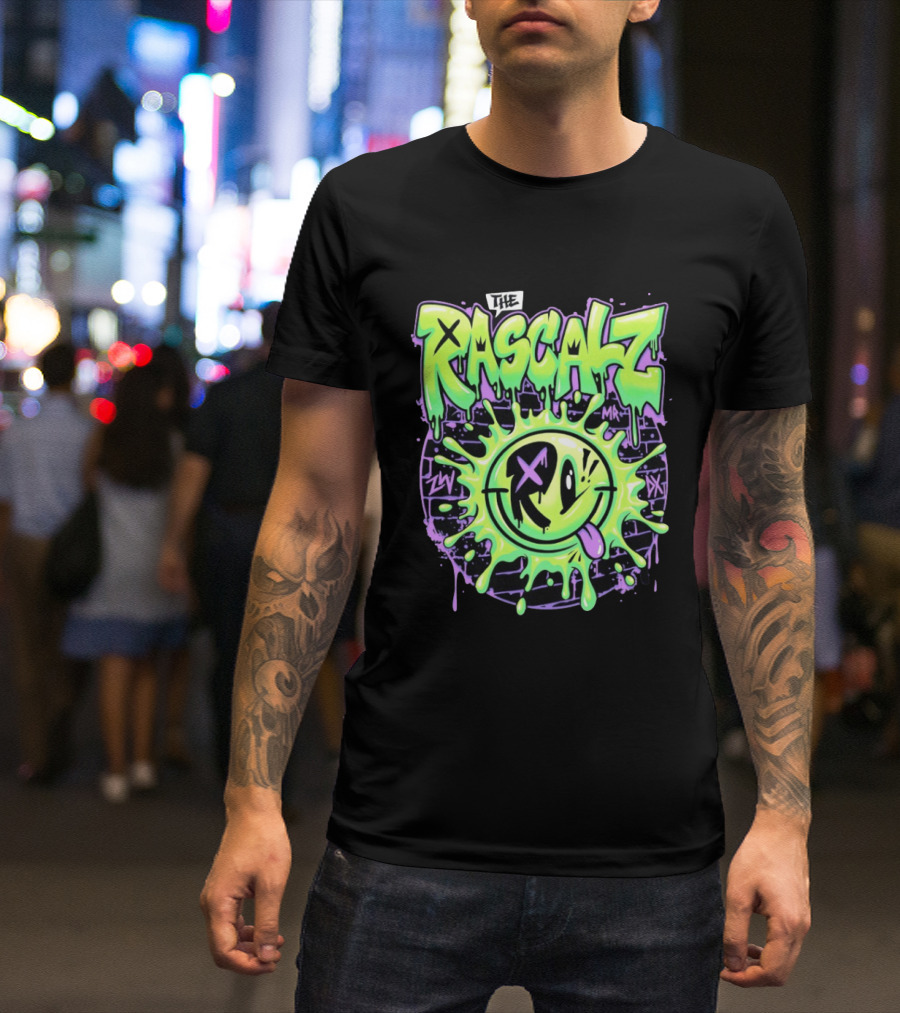 The Rascalz AEW Slime Smiley Graffiti T-Shirt