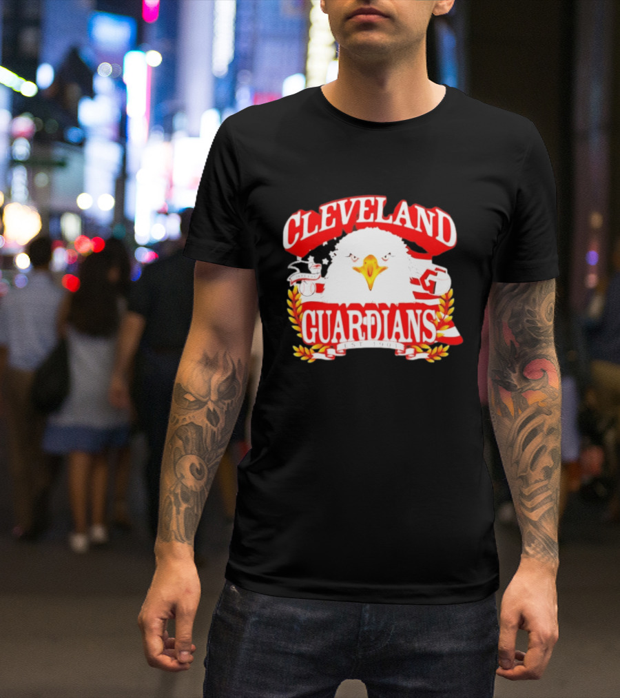 Cleveland Guardians Bald Eagle American Flag Baseball Est 1901 T-Shirt